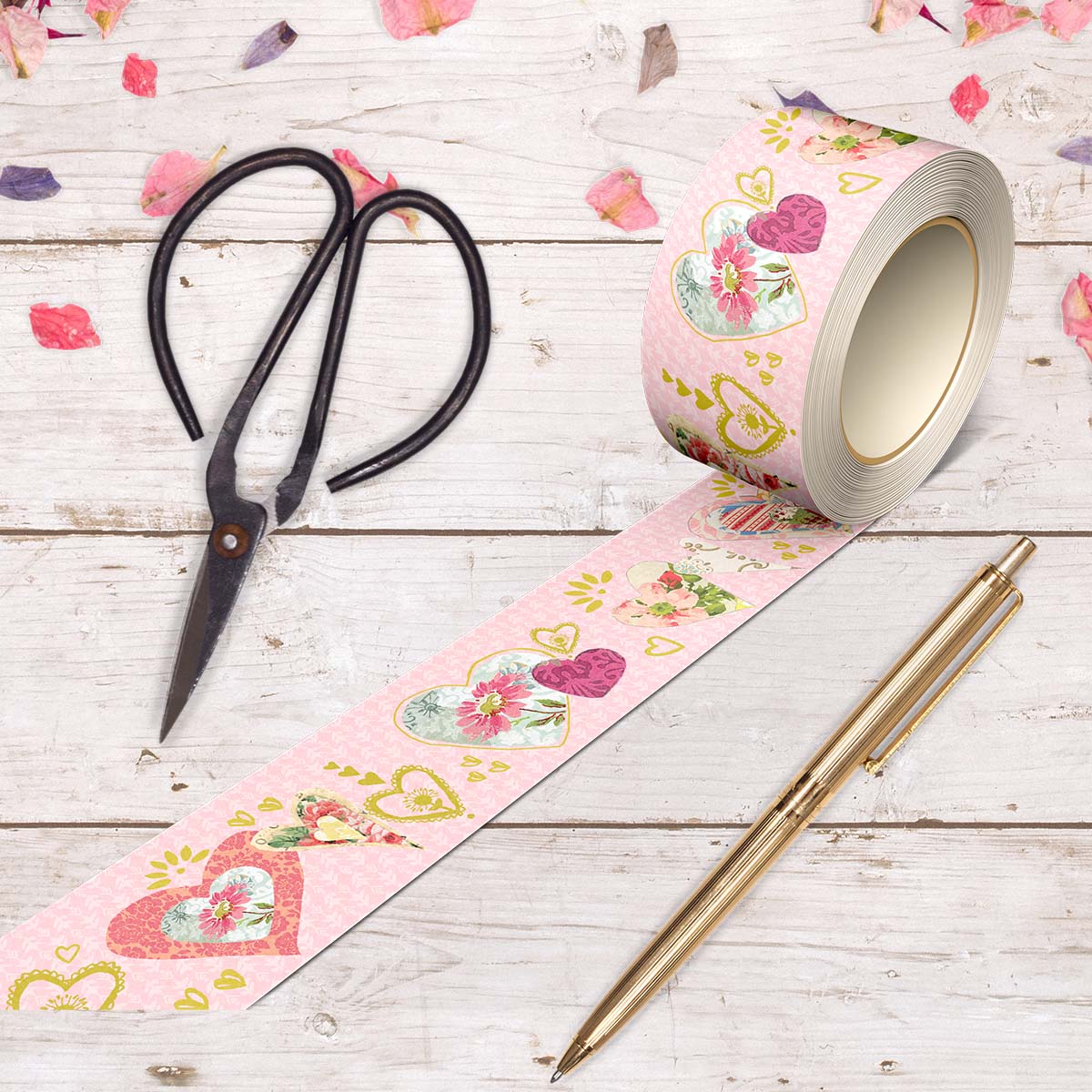 Hearts – Gold Foil Washi Tape 30mm