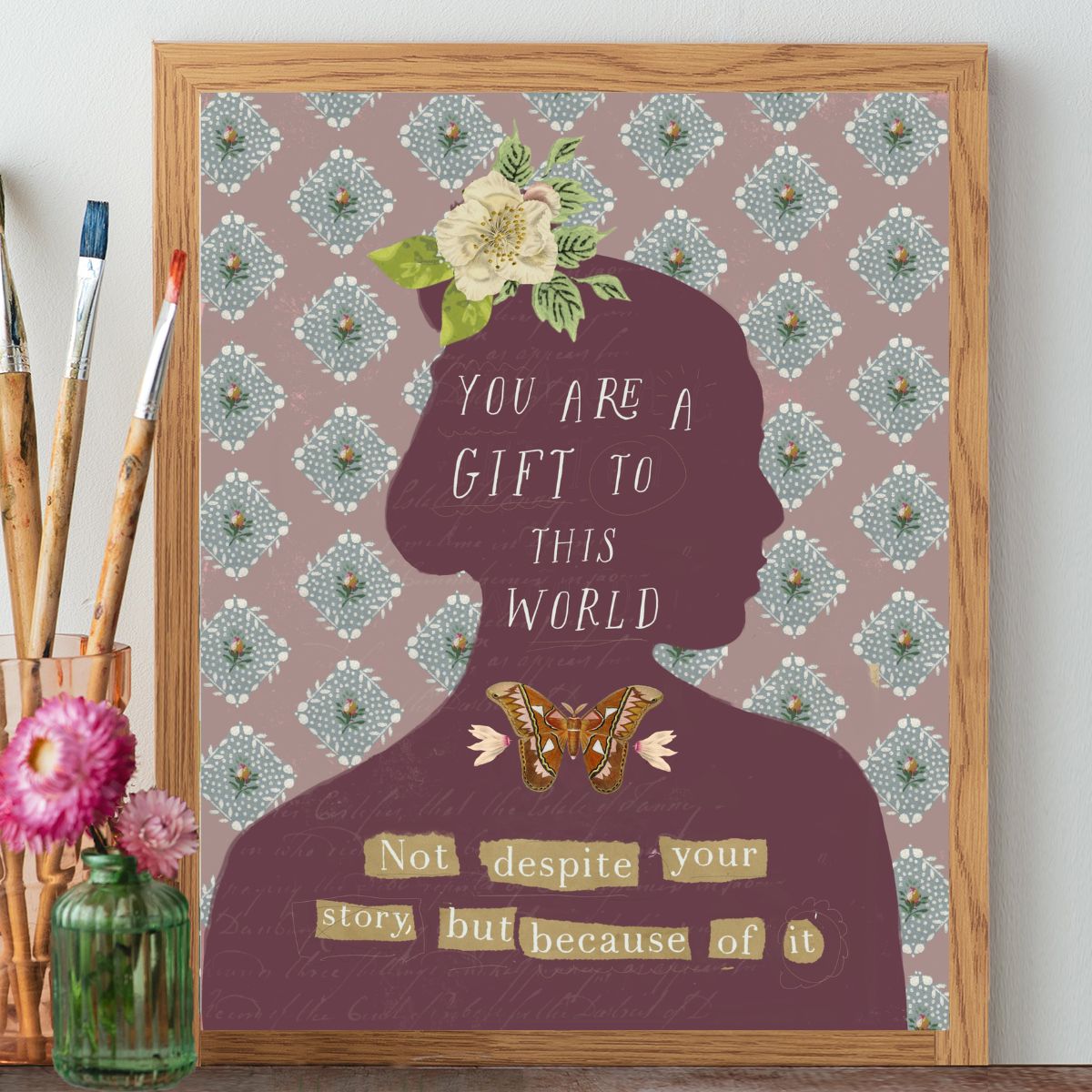 Wall art for writers and therapists celebrating the power of personal story, designed by Kelly Rae Roberts.