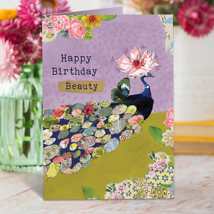 Peacock Beauty Birthday Card