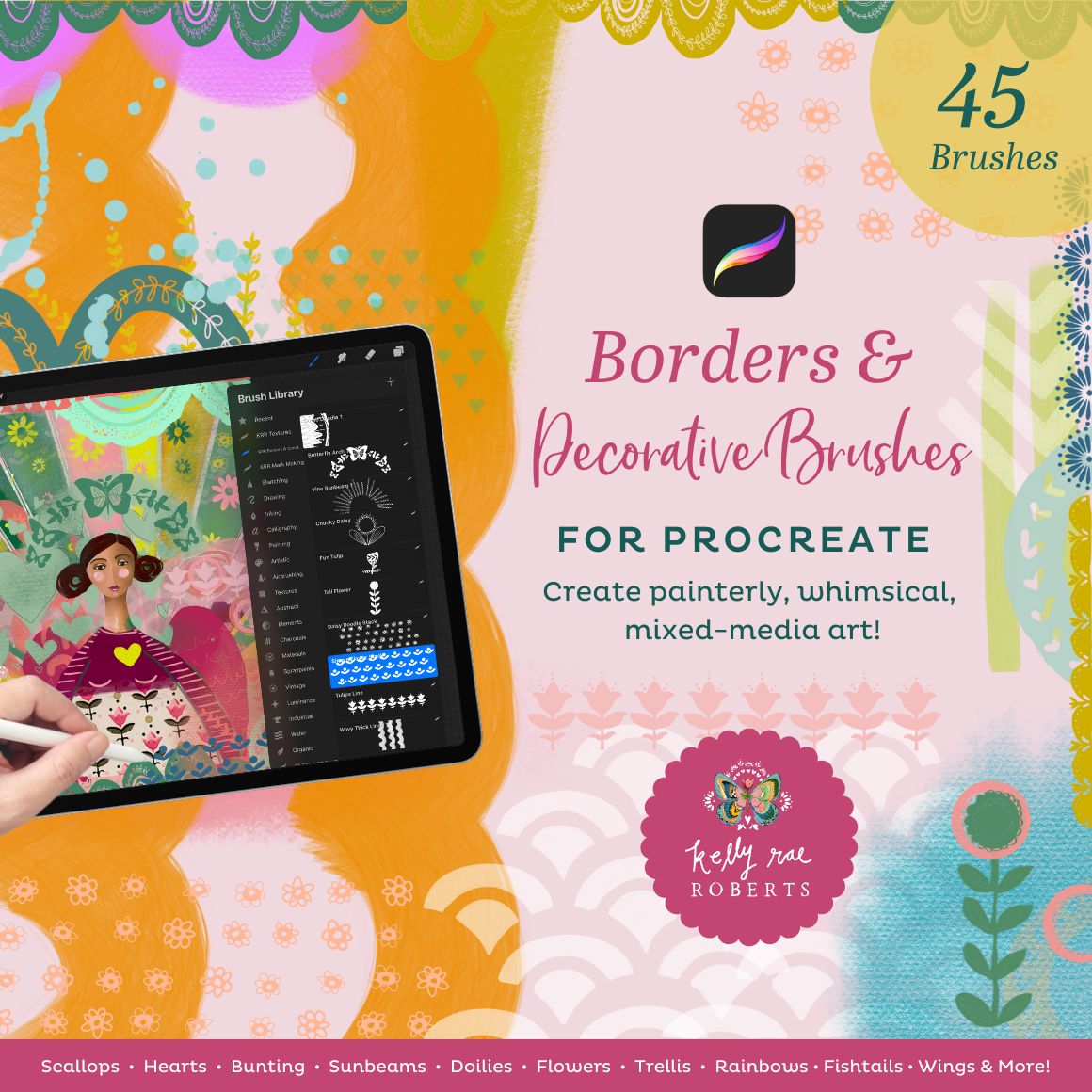 Procreate Brush Set Bundle - Texture, Marks, Doodles, Borders & Decorative Elements