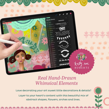 Procreate Brush Set Bundle - Texture, Marks, Doodles, Borders & Decorative Elements