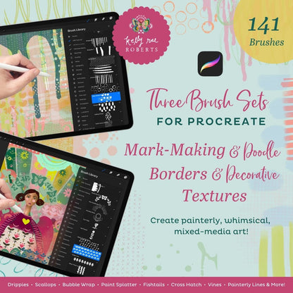 Procreate Brush Set Bundle - Texture, Marks, Doodles, Borders & Decorative Elements