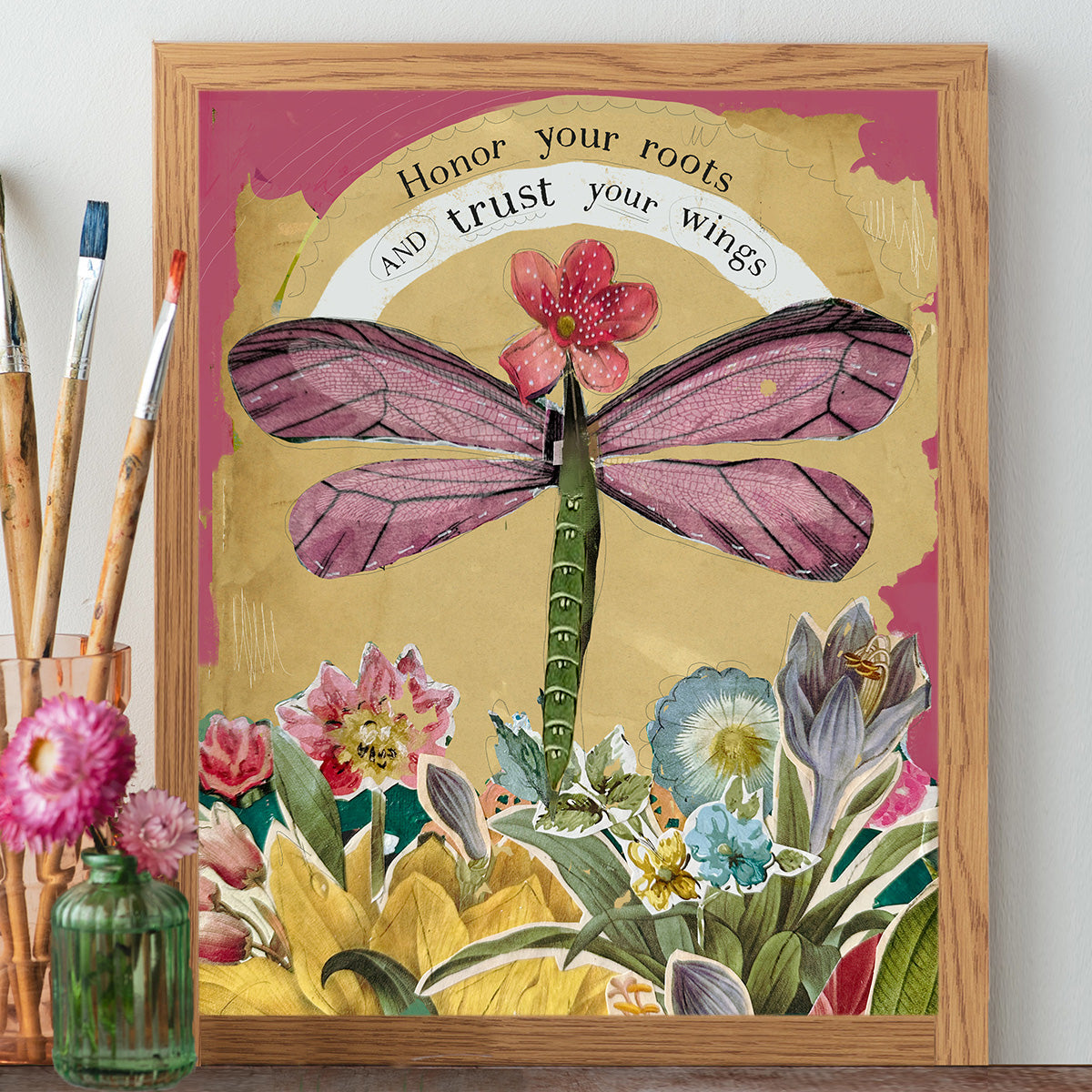 Artist Rae Roberts Roots And Wings - Art Print by Kelly Rae Roberts