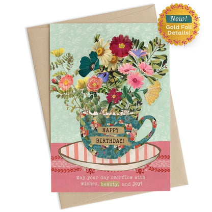 Teacup of Flowers Birthday Card